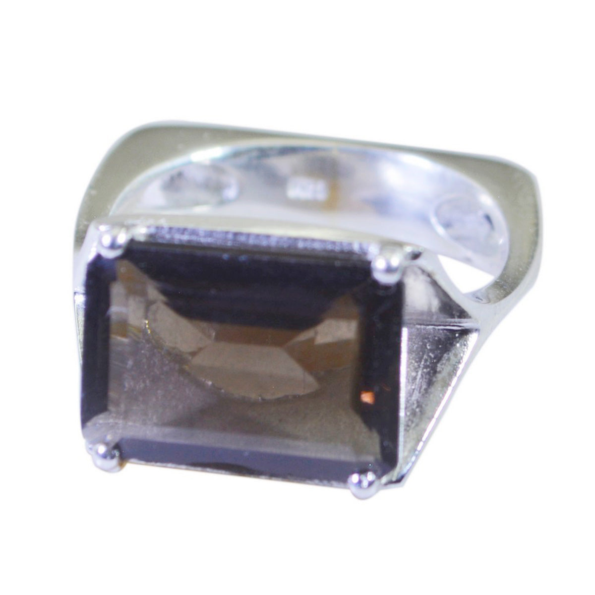 smoky quartz Solitaire Egyptian 925 Silver Brown Gems Versatile Art Deco Ring Jewellery
