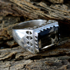 smoky quartz Solitaire German 925 Sterling Silver Brown Gemstones Chunky Traditional Ring Jewellery