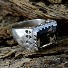 smoky quartz Solitaire German 925 Sterling Silver Brown Gemstones Chunky Traditional Ring Jewellery