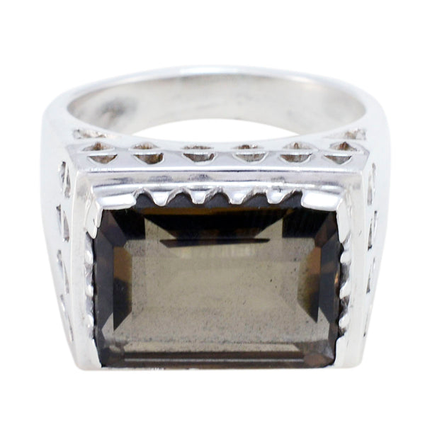 smoky quartz Solitaire German 925 Sterling Silver Brown Gemstones Chunky Traditional Ring Jewellery