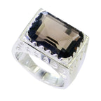 smoky quartz Solitaire German 925 Sterling Silver Brown Gemstones Chunky Traditional Ring Jewellery