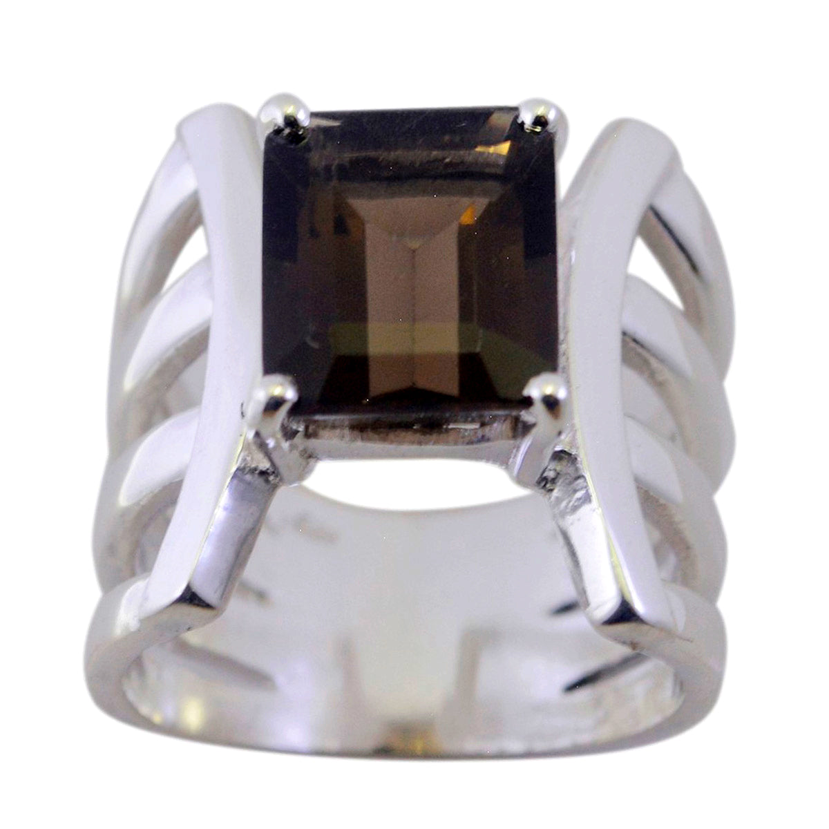 smoky quartz Solitaire Spanish Sterling Silver Brown Gems Chunky Ethnic Ring Jewelry