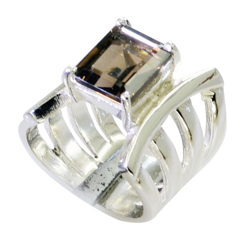smoky quartz Solitaire Spanish Sterling Silver Brown Gems Chunky Ethnic Ring Jewelry