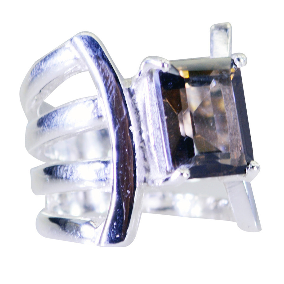 smoky quartz Solitaire Spanish Sterling Silver Brown Gems Chunky Ethnic Ring Jewelry