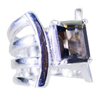 smoky quartz Solitaire Spanish Sterling Silver Brown Gems Chunky Ethnic Ring Jewelry