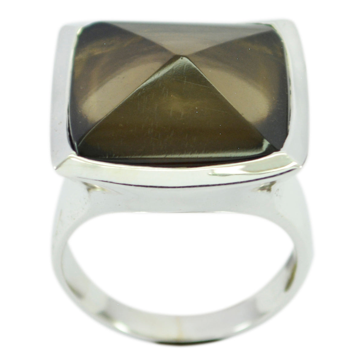 smoky quartz Solitaire Egyptian 92.5 Silver Brown Gemstone Chunky antique Ring Jewellery メイン画像