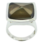 smoky quartz Solitaire Egyptian 92.5 Silver Brown Gemstone Chunky antique Ring Jewellery
