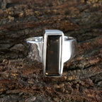 Smoky Quartz Solitaire Egyptian 925 Sterling Silver Brown Gemstones Eye catching Trendy Ring Jewellery