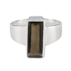 Smoky Quartz Solitaire Egyptian 925 Sterling Silver Brown Gemstones Eye catching Trendy Ring Jewellery