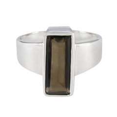 Smoky Quartz Solitaire Egyptian 925 Sterling Silver Brown Gemstones Eye catching Trendy Ring Jewellery