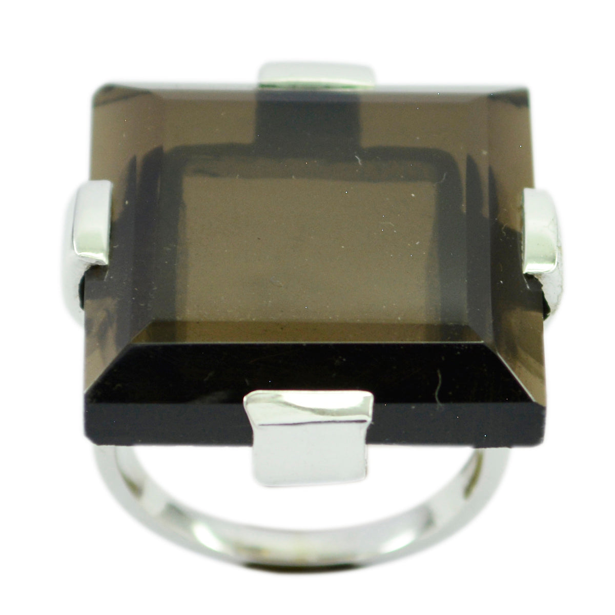 smoky quartz Solitaire Spanish 92.5 Silver Brown Gems Chunky Heritage Ring Jewelry メイン画像