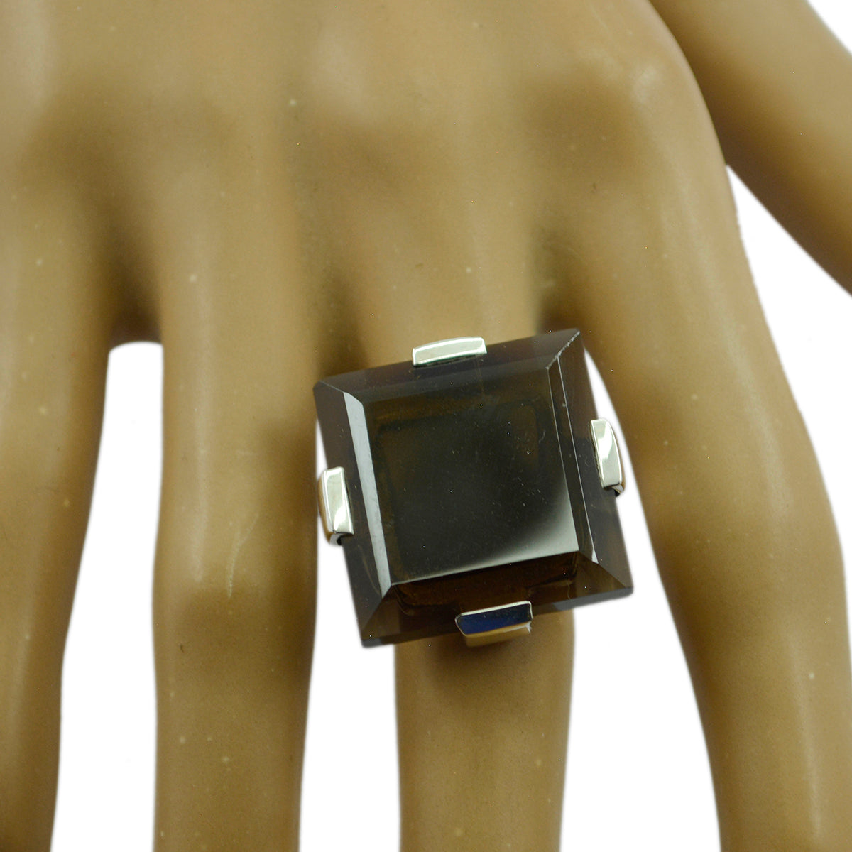 smoky quartz Solitaire Spanish 92.5 Silver Brown Gems Chunky Heritage Ring Jewelry