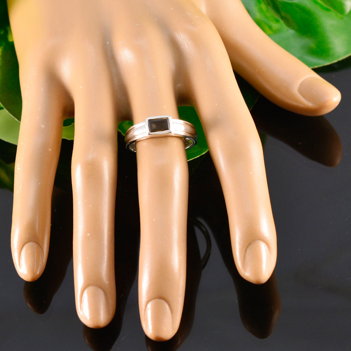 Smoky Quartz Solitaire African 92.5 Silver Brown Gemstones Slim Glamorous Ring Jewellery