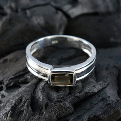 Smoky Quartz Solitaire African 92.5 Silver Brown Gemstones Slim Glamorous Ring Jewellery