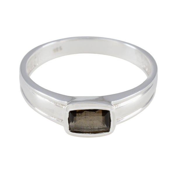 Smoky Quartz Solitaire African 92.5 Silver Brown Gemstones Slim Glamorous Ring Jewellery