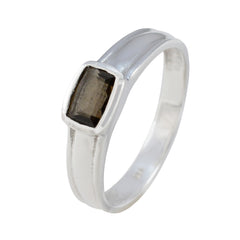 Smoky Quartz Solitaire African 92.5 Silver Brown Gemstones Slim Glamorous Ring Jewellery