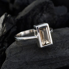 smoky quartz Solitaire French 92.5 Silver Brown Gemstone Featherlight Fairytale Ring Jewellery
