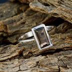 smoky quartz Solitaire French 92.5 Silver Brown Gemstone Featherlight Fairytale Ring Jewellery