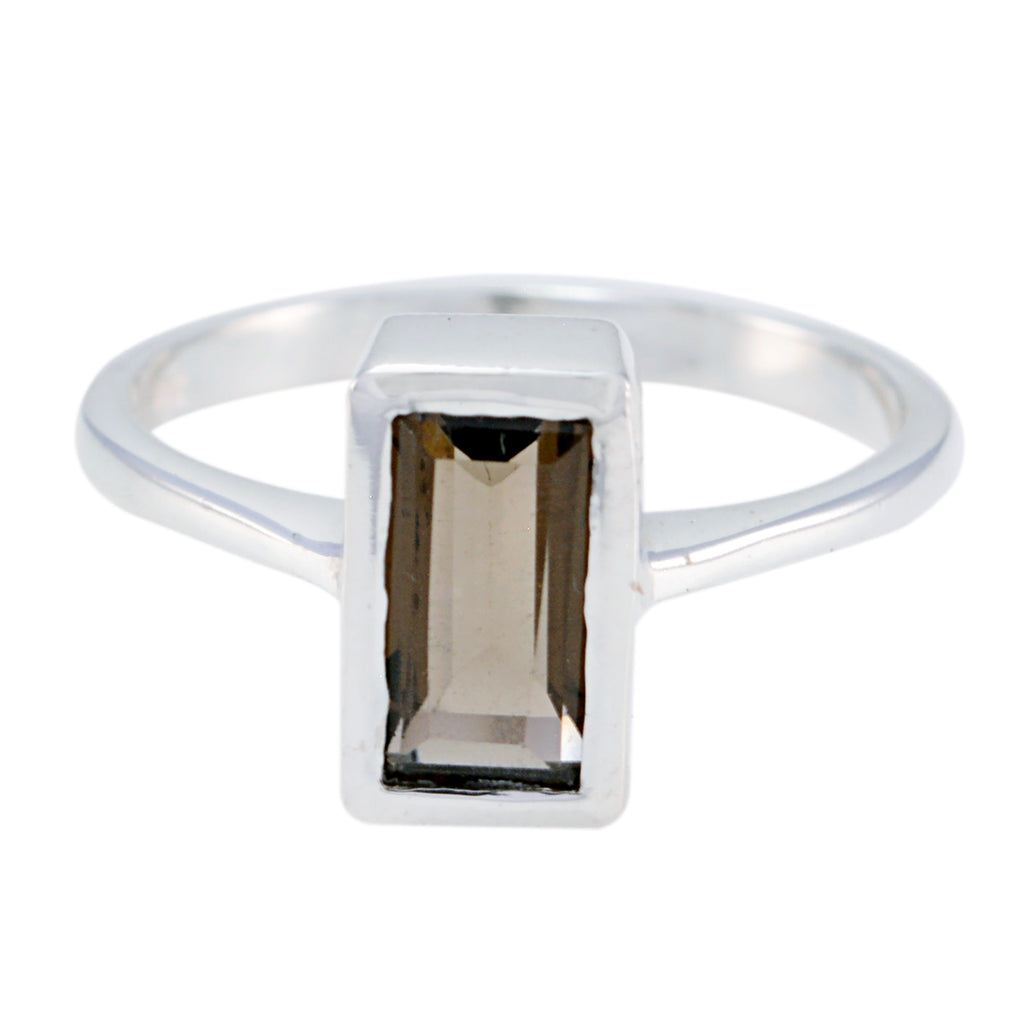 smoky quartz Solitaire French 92.5 Silver Brown Gemstone Featherlight Fairytale Ring Jewellery