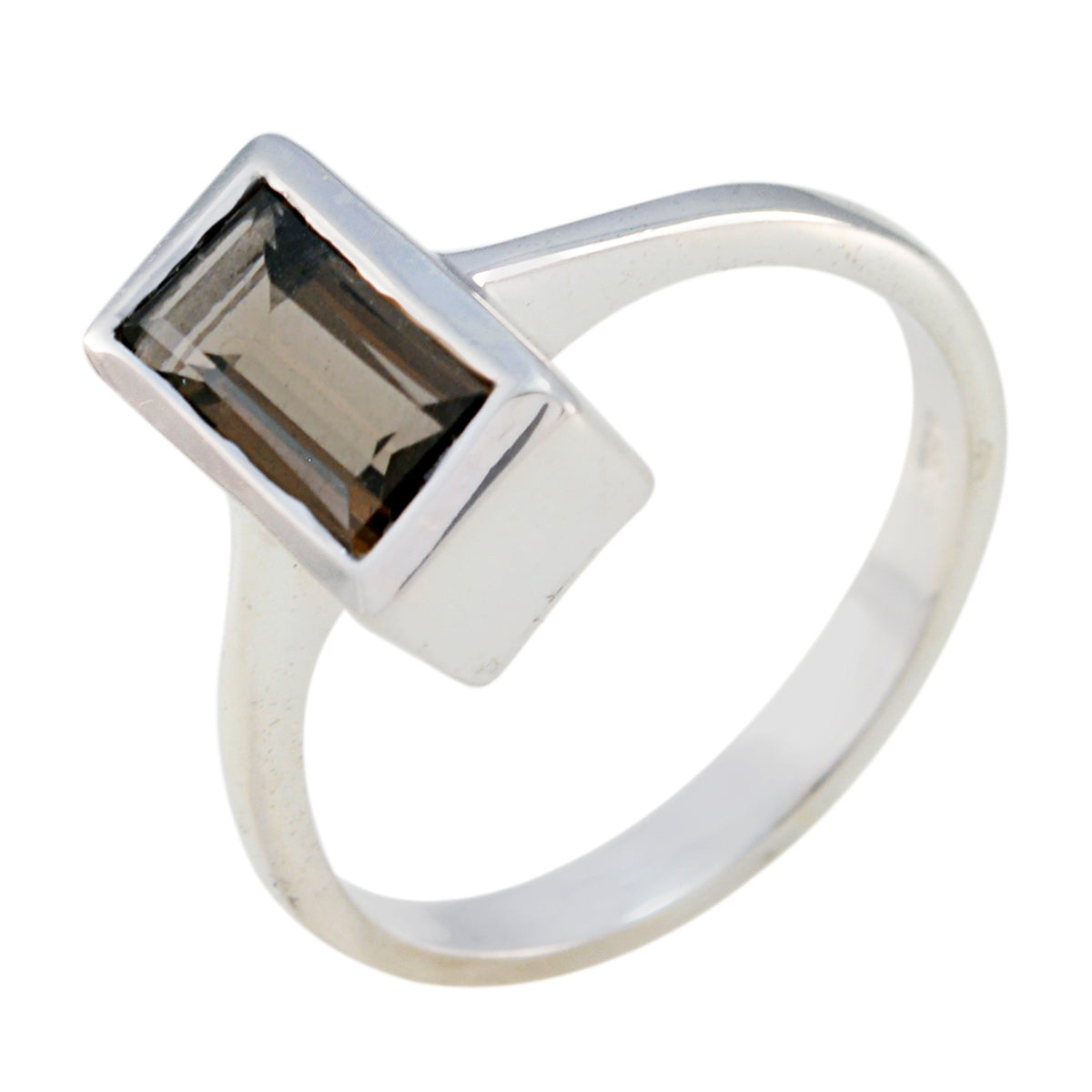 smoky quartz Solitaire French 92.5 Silver Brown Gemstone Featherlight Fairytale Ring Jewellery