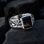 smoky quartz Solitaire Moroccan Sterling Silver Brown Gems Mid weight Art Deco Band Jewellery