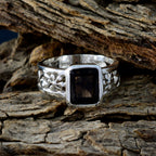 smoky quartz Solitaire Moroccan Sterling Silver Brown Gems Mid weight Art Deco Band Jewellery