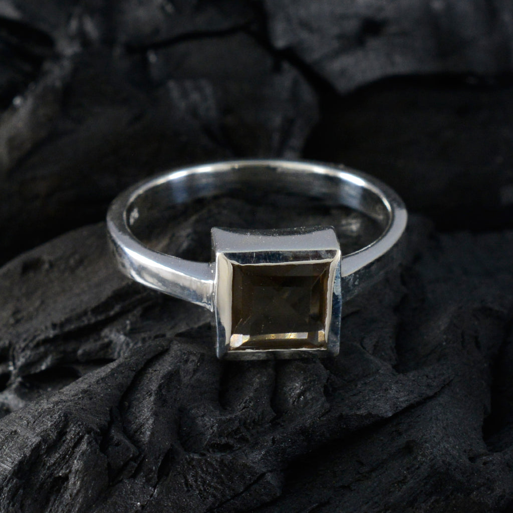 Smoky Quartz Solitaire African 925 Sterling Silver Brown Gemstones Featherlight Sophisticated Ring Jewellery