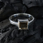 Smoky Quartz Solitaire African 925 Sterling Silver Brown Gemstones Featherlight Sophisticated Ring Jewellery