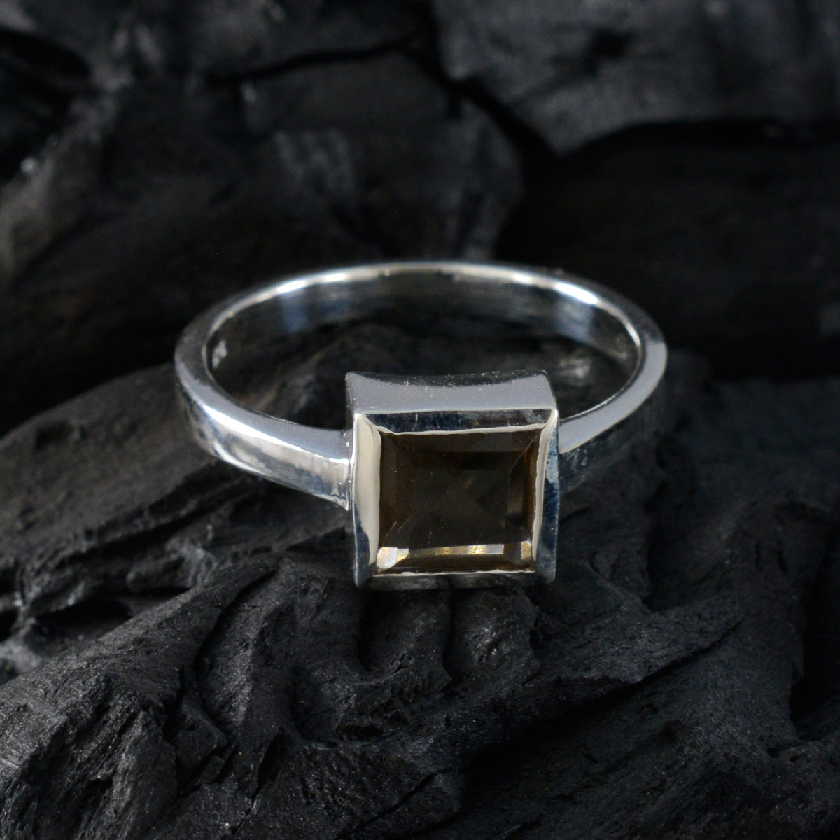Smoky Quartz Solitaire African 925 Sterling Silver Brown Gemstones Featherlight Sophisticated Ring Jewellery