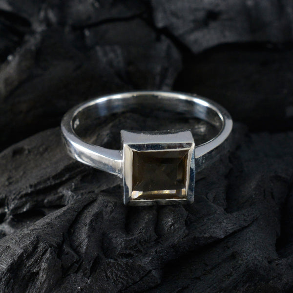 Smoky Quartz Solitaire African 925 Sterling Silver Brown Gemstones Featherlight Sophisticated Ring Jewellery