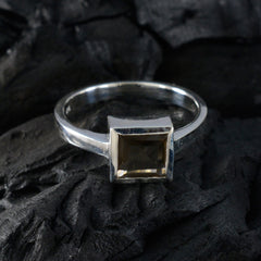 Smoky Quartz Solitaire African 925 Sterling Silver Brown Gemstones Featherlight Sophisticated Ring Jewellery
