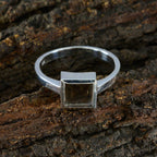 Smoky Quartz Solitaire African 925 Sterling Silver Brown Gemstones Featherlight Sophisticated Ring Jewellery