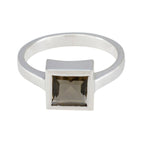 Smoky Quartz Solitaire African 925 Sterling Silver Brown Gemstones Featherlight Sophisticated Ring Jewellery