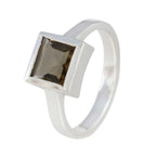 Smoky Quartz Solitaire African 925 Sterling Silver Brown Gemstones Featherlight Sophisticated Ring Jewellery