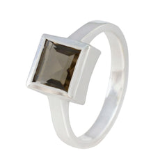Smoky Quartz Solitaire African 925 Sterling Silver Brown Gemstones Featherlight Sophisticated Ring Jewellery