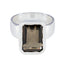 Smoky Quartz Solitaire Italian Silver Brown Gemstones Edgy Abstract Ring Jewellery