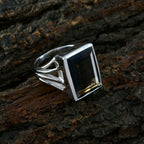 Smoky Quartz Solitaire Italian Silver Brown Gems Edgy Trendy Ring Jewellery
