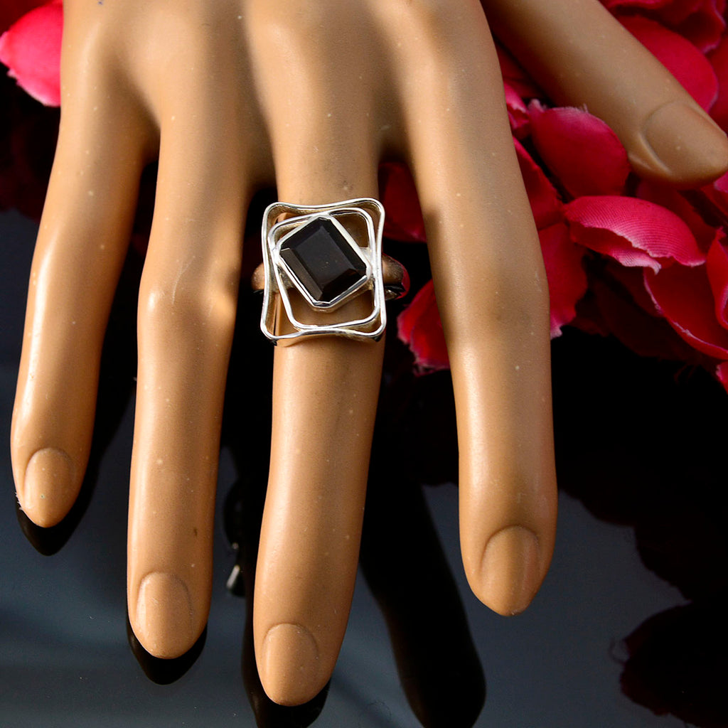 smoky quartz Solitaire Moroccan Silver Brown Gemstones Mid weight Signet Ring Jewellery