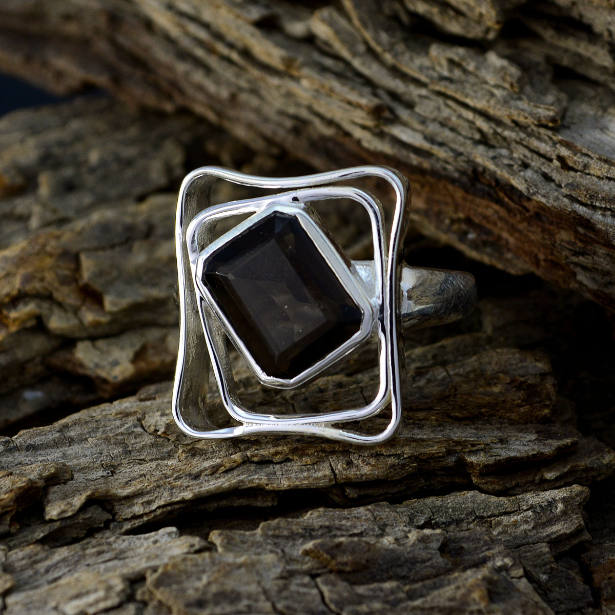 smoky quartz Solitaire Moroccan Silver Brown Gemstones Mid weight Signet Ring Jewellery