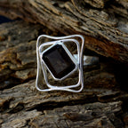 smoky quartz Solitaire Moroccan Silver Brown Gemstones Mid weight Signet Ring Jewellery