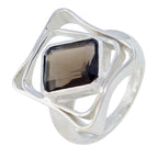 smoky quartz Solitaire Moroccan Silver Brown Gemstones Mid weight Signet Ring Jewellery