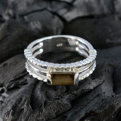 Smoky Quartz Solitaire Egyptian Sterling Silver Brown Gemstone Minimal Sophisticated Ring Jewelry