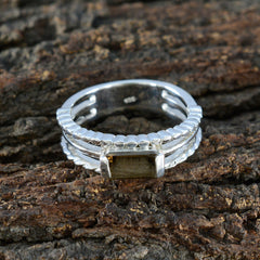 Smoky Quartz Solitaire Egyptian Sterling Silver Brown Gemstone Minimal Sophisticated Ring Jewelry