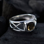smoky quartz Solitaire Spanish 92.5 Silver Brown Gemstones Slim Filigree Ring Jewellery