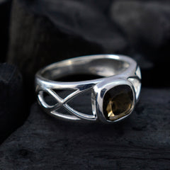 smoky quartz Solitaire Spanish 92.5 Silver Brown Gemstones Slim Filigree Ring Jewellery