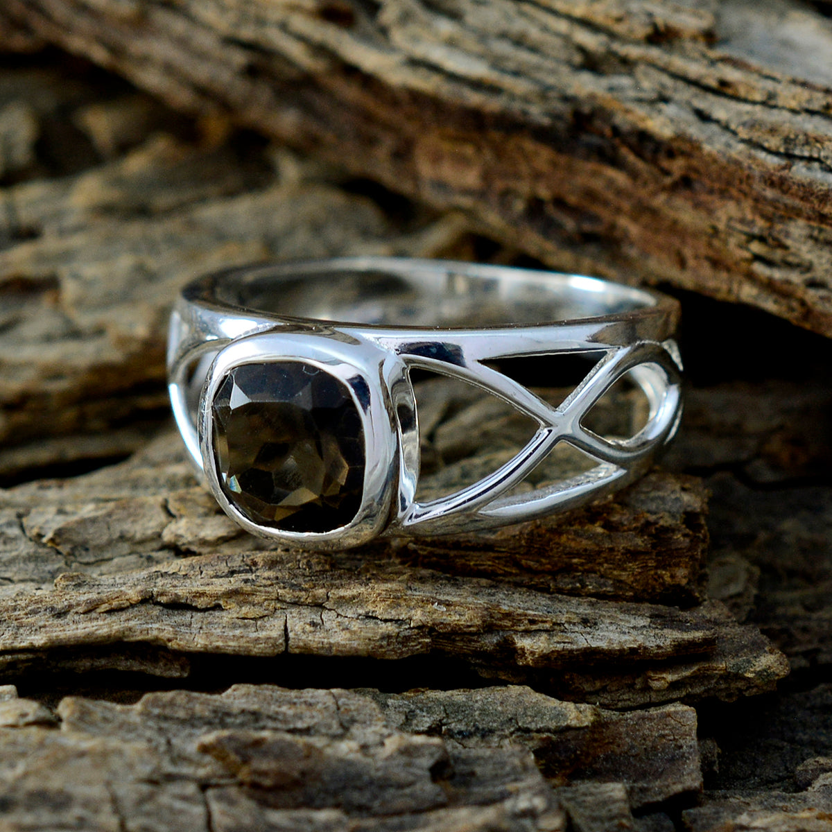 smoky quartz Solitaire Spanish 92.5 Silver Brown Gemstones Slim Filigree Ring Jewellery