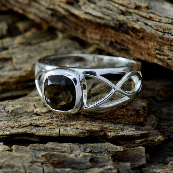 smoky quartz Solitaire Spanish 92.5 Silver Brown Gemstones Slim Filigree Ring Jewellery