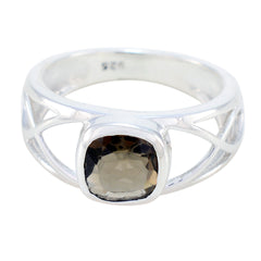smoky quartz Solitaire Spanish 92.5 Silver Brown Gemstones Slim Filigree Ring Jewellery