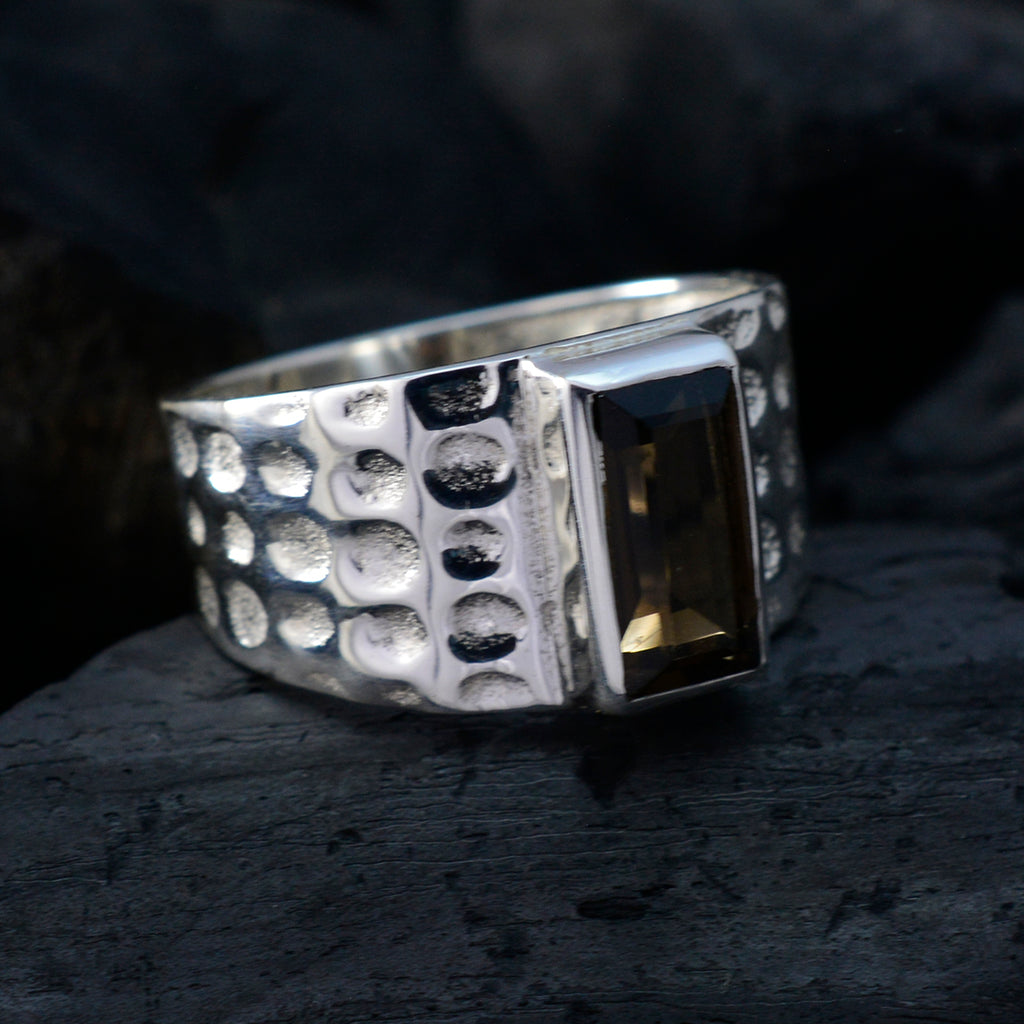 smoky quartz Solitaire African 92.5 Silver Brown Gems Minimal Feminine Ring Jewellery