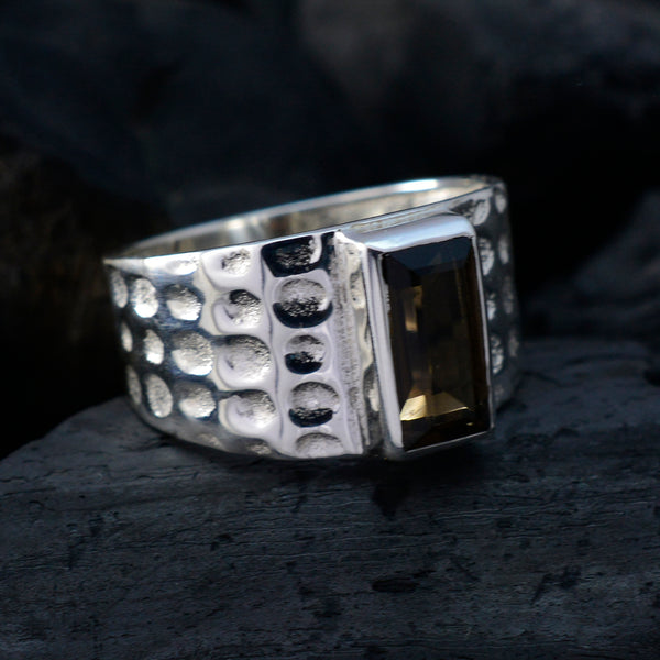 smoky quartz Solitaire African 92.5 Silver Brown Gems Minimal Feminine Ring Jewellery